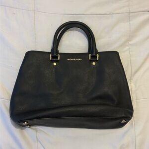 Michael Kors Black Satchel with Gold Accents